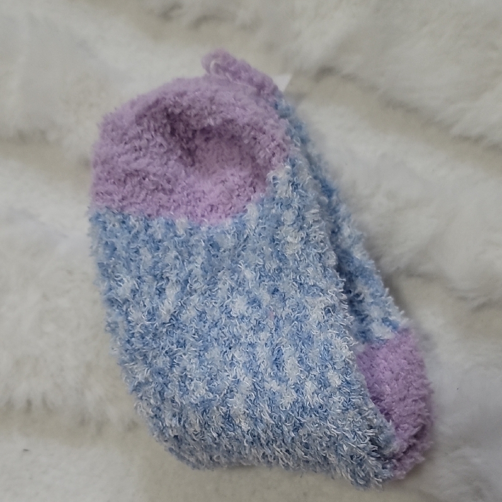 Snuggle Feet Cozy Purple and Blue Fuzzy Socks